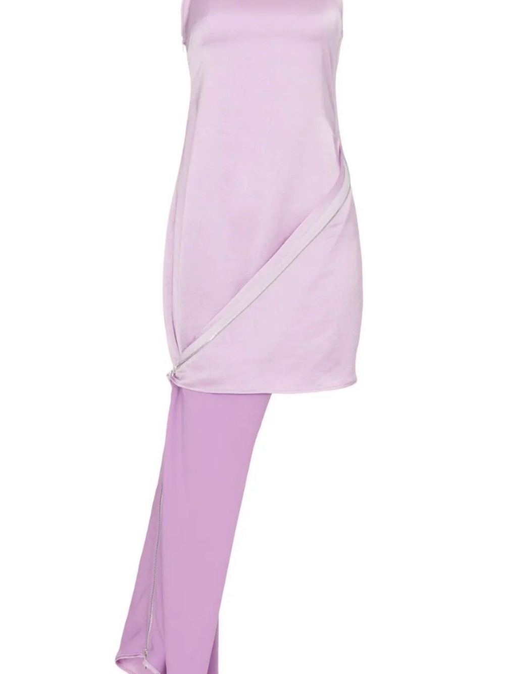 Women's Lilac Asymmetric Zipper Dress